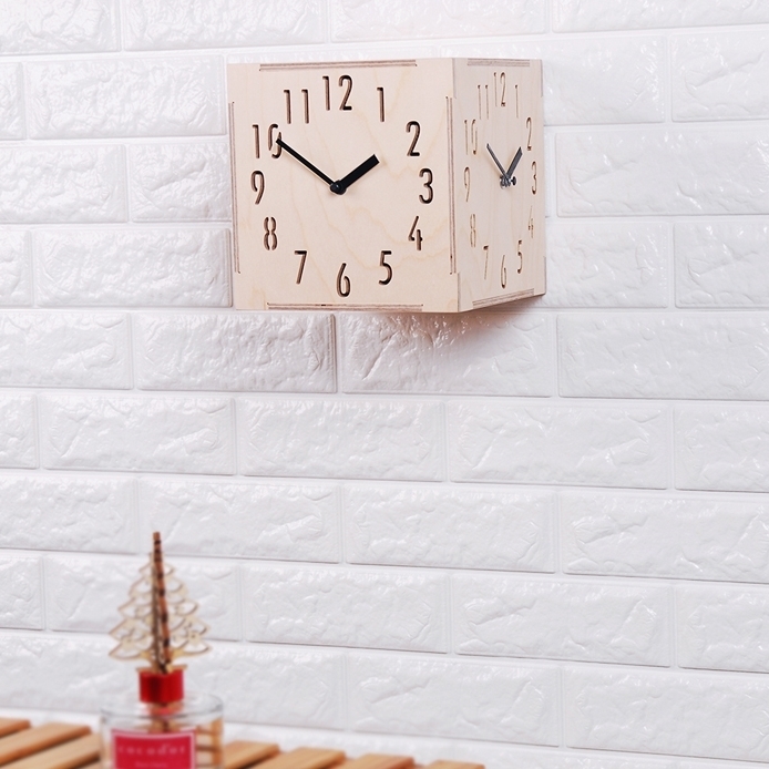 Timedeco 手製無騒音シラカバ3面壁掛け時計
