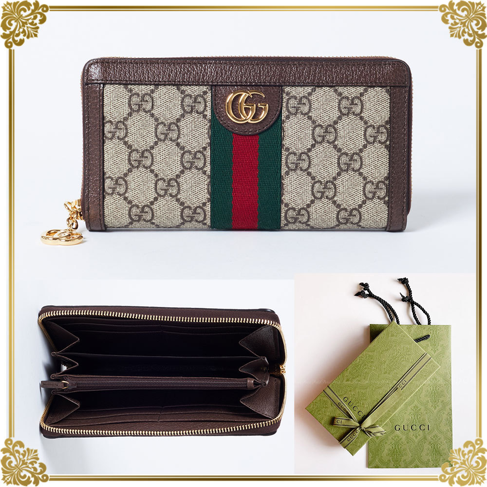 国内発☆GUCCI レトロなオフィディア★ラウンドジップ長財布