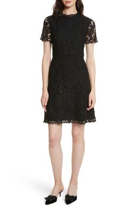 kate spade new york Dresses Crew Neck A-line Short Sleeves Lace Elegant Style Dresses