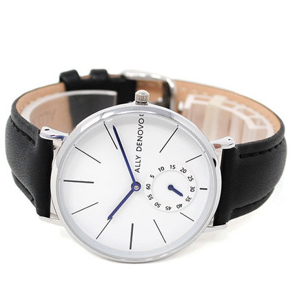 ALLY DENOVO Analog Casual Style Unisex Leather Round Quartz Watches Bridal 2