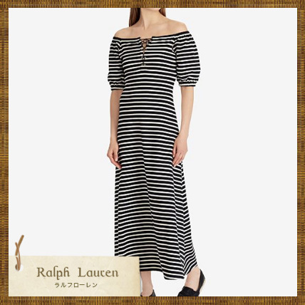 SALE! Lauren Ralph Laurenボーダー柄＆オフショルマキシワンピ