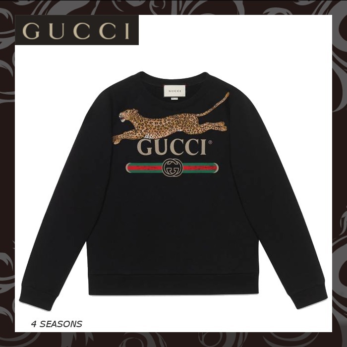 売切必至★GUCCI ヒョウ付き ロゴスウェットシャツ