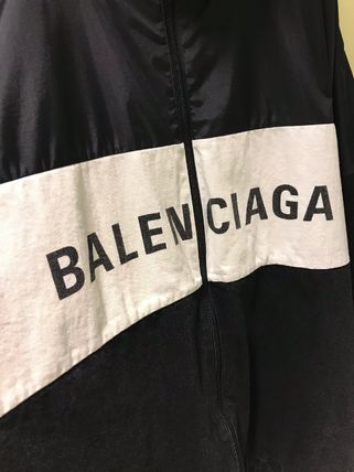 Shop BALENCIAGA 2018 SS BALENCIAGA Zip Logo Nylon Jackets overzise