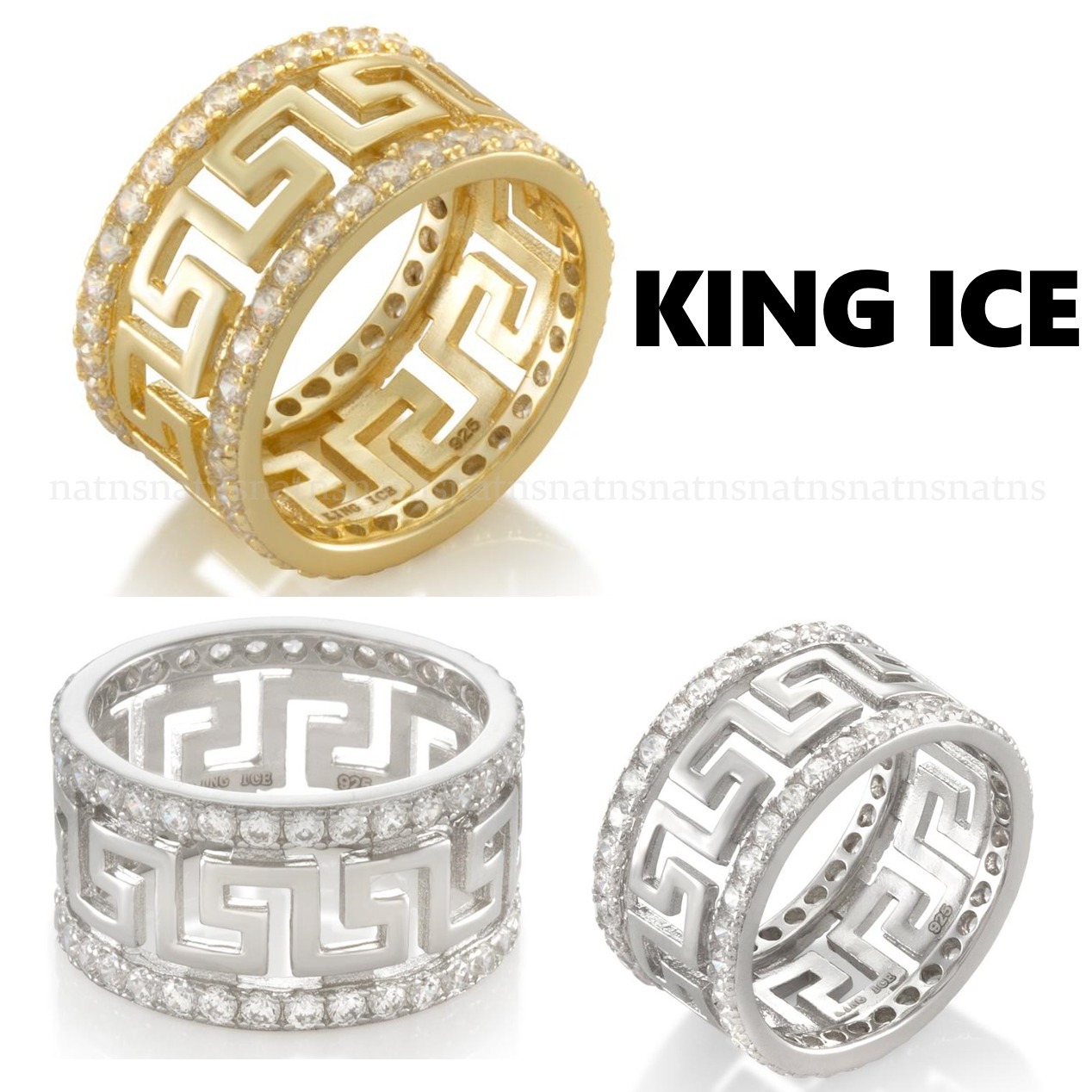 送料無料☆King Ice(キングアイス)☆CZ*グリークキー*リング*2色