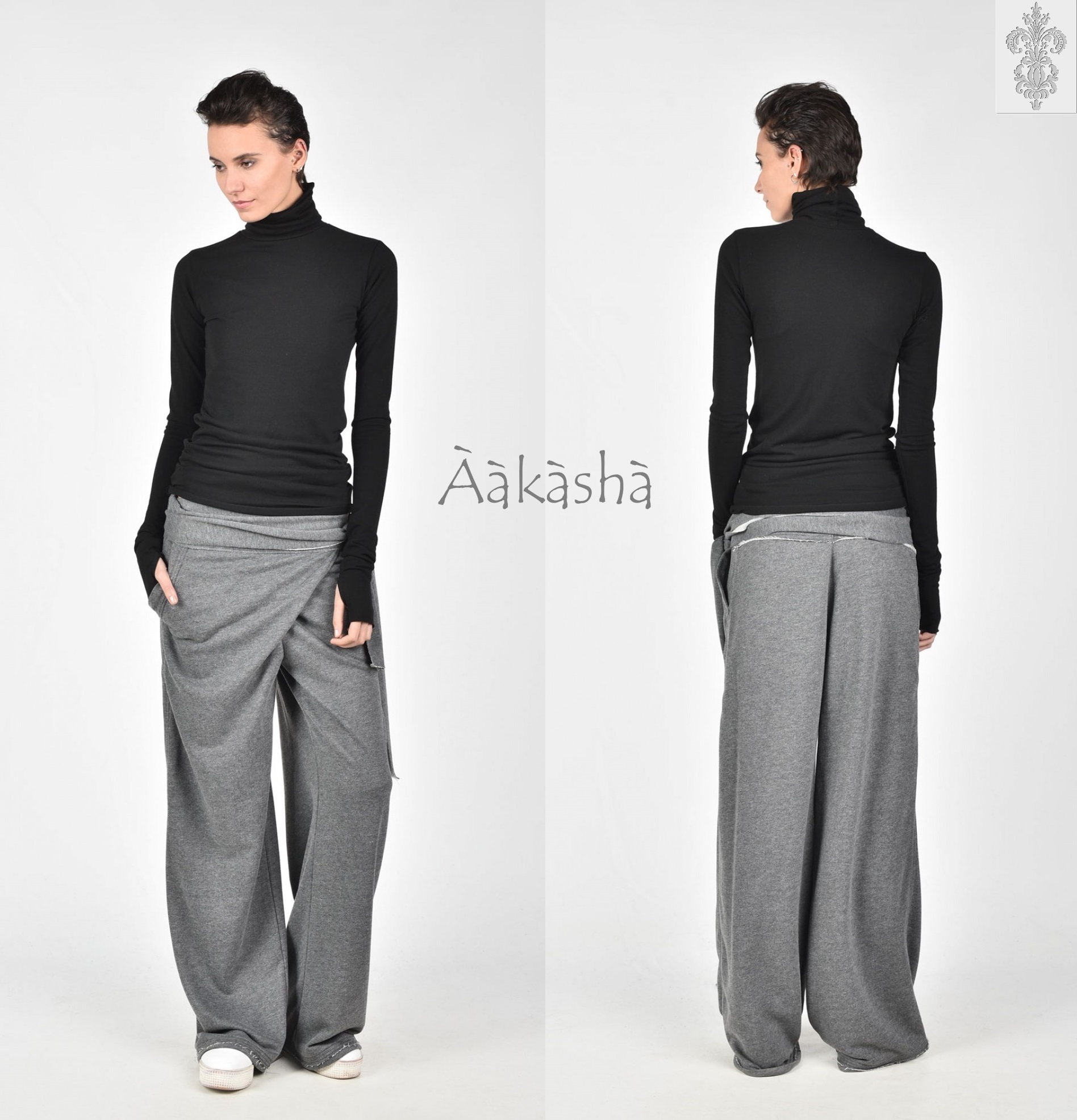 日本未入荷【Aakasha ラップデザイン ワイドレッグパンツ】