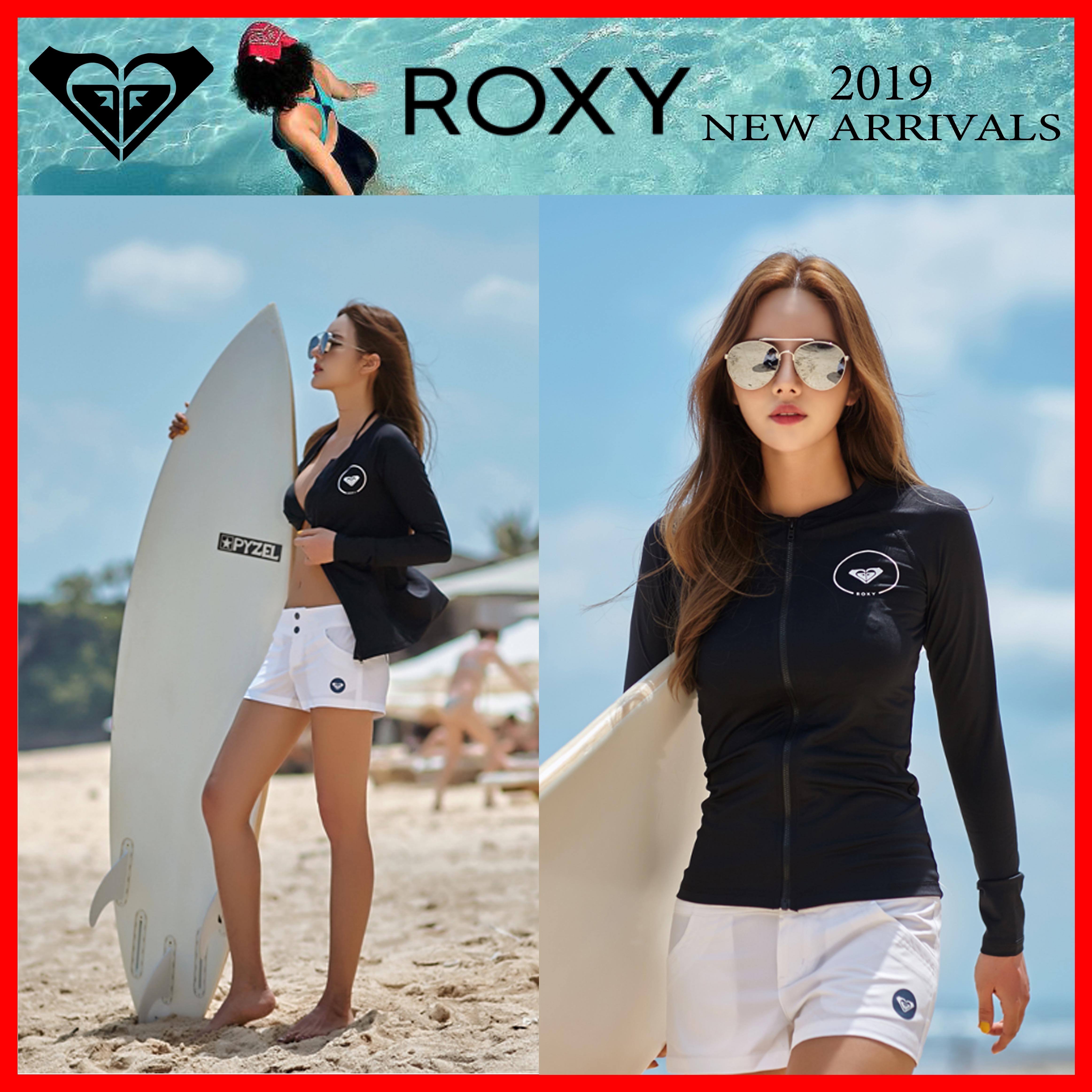 人気【ROXY ロキシー】☆ジップアップ ラッシュガード☆ブラック