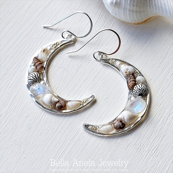 クレッセントムーン シェル ピアス ハワイ BellaAnela #588