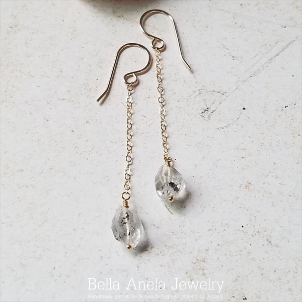 Herkimer DIAMOND ミニマル ピアス ハワイ BellaAnela #590
