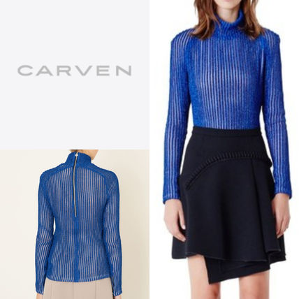 CARVEN ニット・セーター CARVEN ☆ 長袖スケルトン タートルニット ブルー