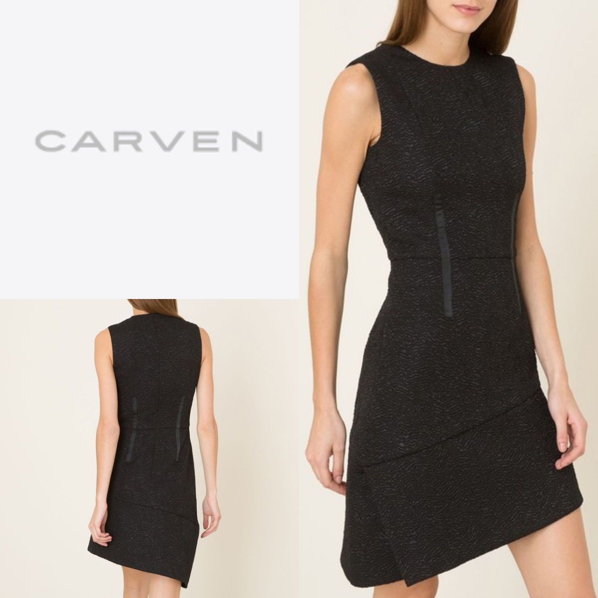 CARVEN ☆ ノースリーブ アシンメトリー ワンピース ブラック