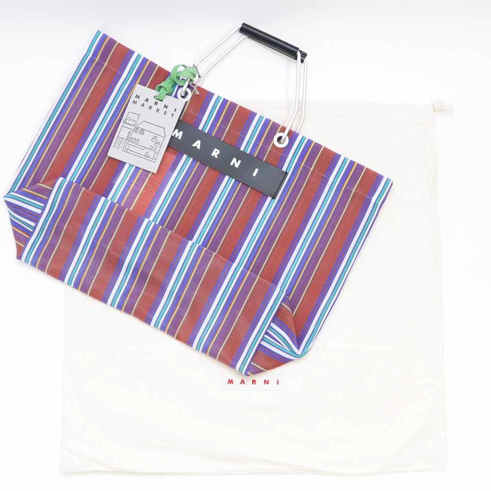 MARNI トートバッグ 即日国内発送 マルニ フラワーカフェ ストライプ トート バッグ(7)