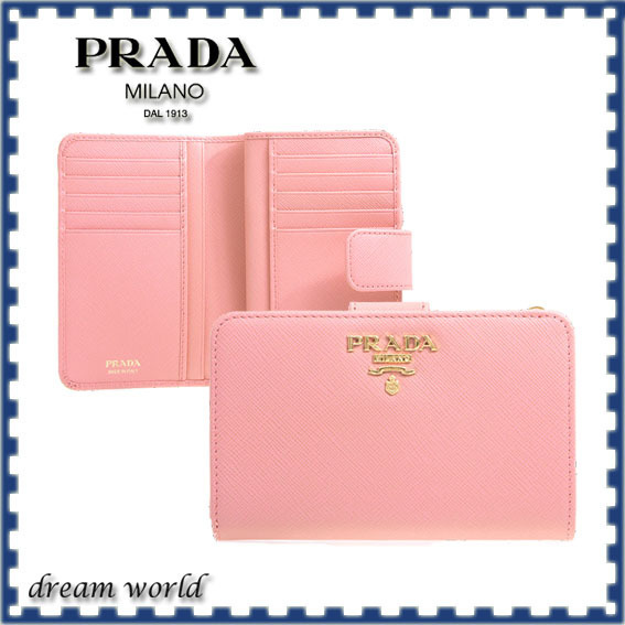 ★ PRADA ★ レディース 二つ折り財布 ぺタロピンク ♪