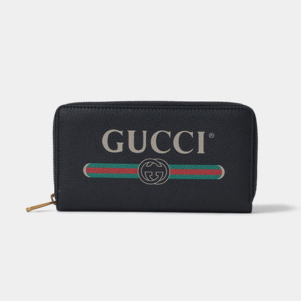 GUCCI Long Wallets Unisex Calfskin Street Style Long Wallet  Logo Long Wallets