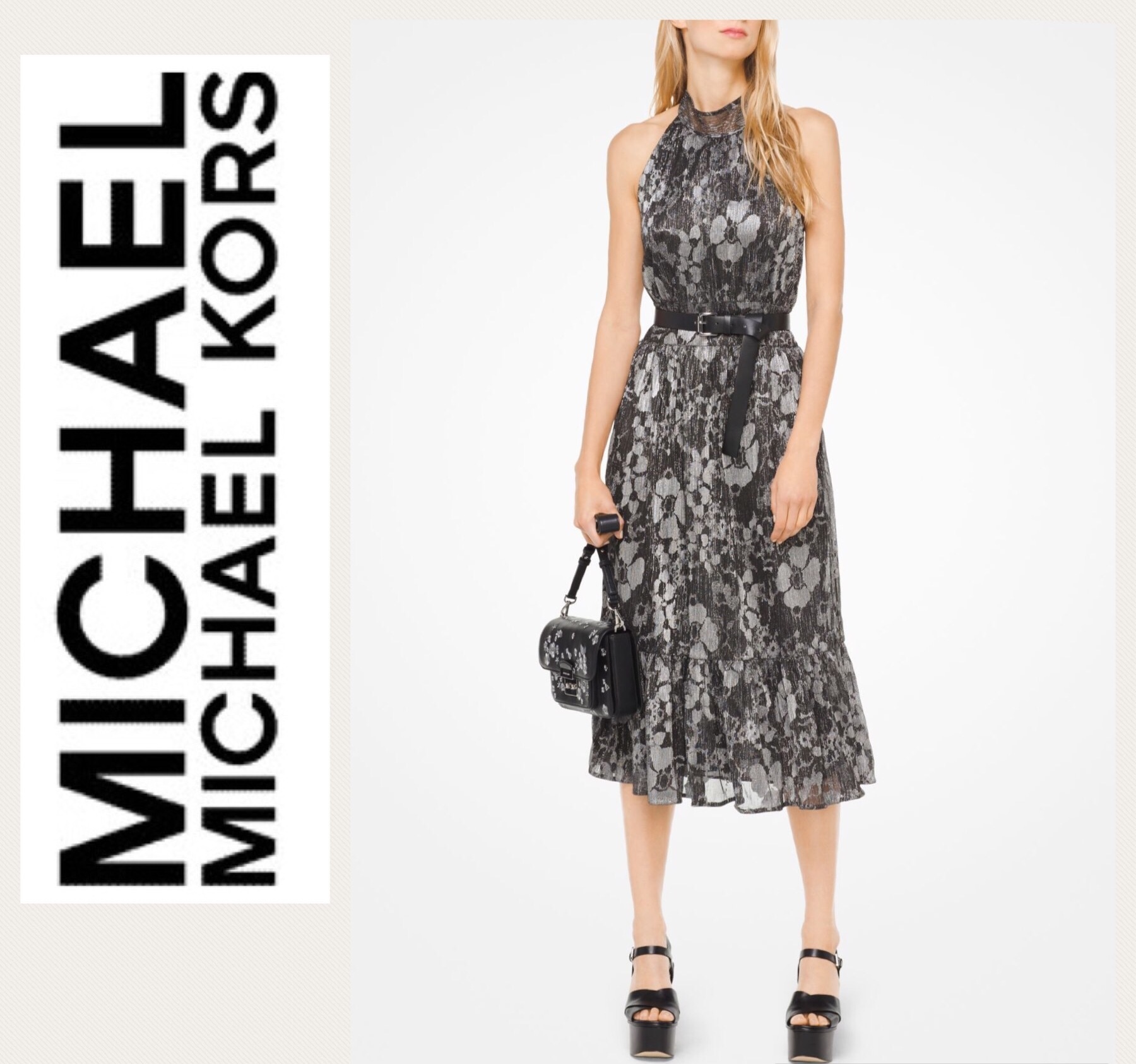 Michael Kors フローラルプリント MIDI ワンピース