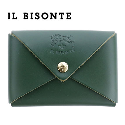 IL BISONTE Card Holders Star Unisex Calfskin Blended Fabrics Studded Street Style