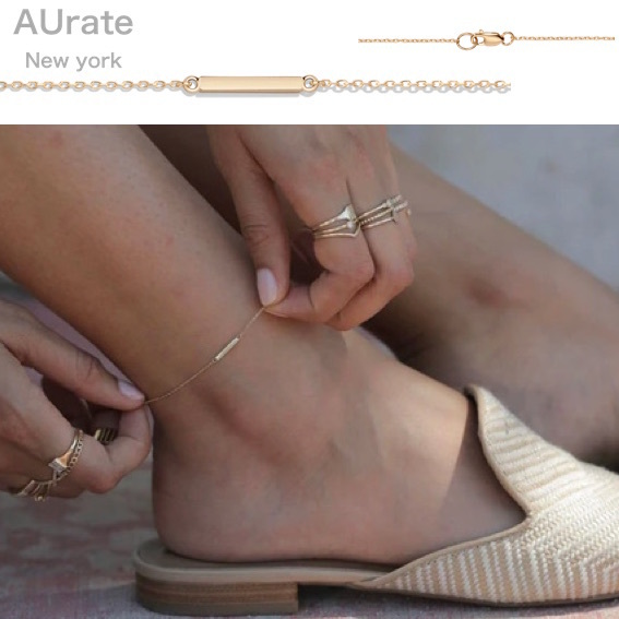 NY発！Midi Gold Bar Anklet【AUratNewYork】3種 14K