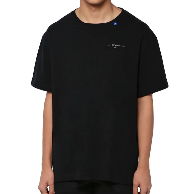 OFF WHITE☆OVERSIZE UNFINISHED PRINT COTTON T-SHIRT / black