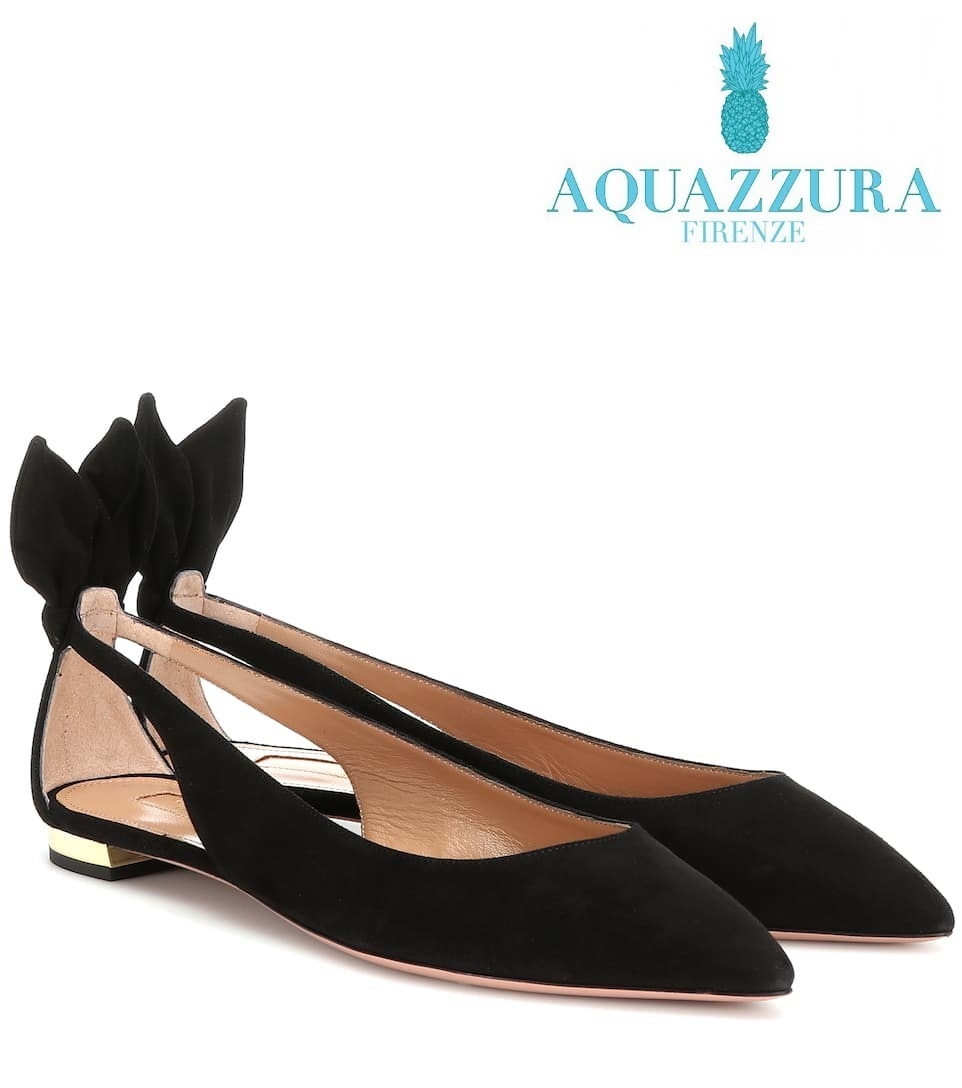 国内発| AQUAZZURA Deneuve スエード バレエフラット Black