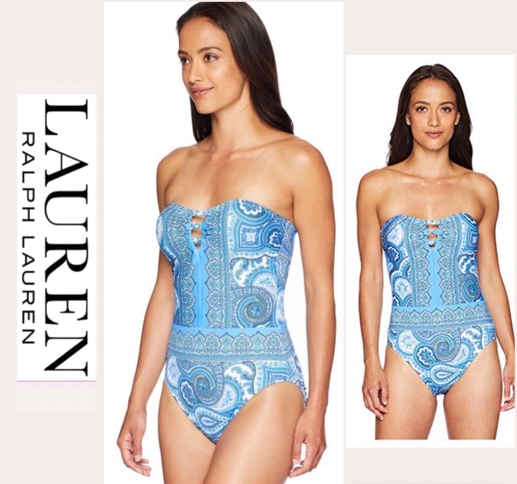 ラルフローレン SWIMSUITS プリントワンピース水着 エーゲ海