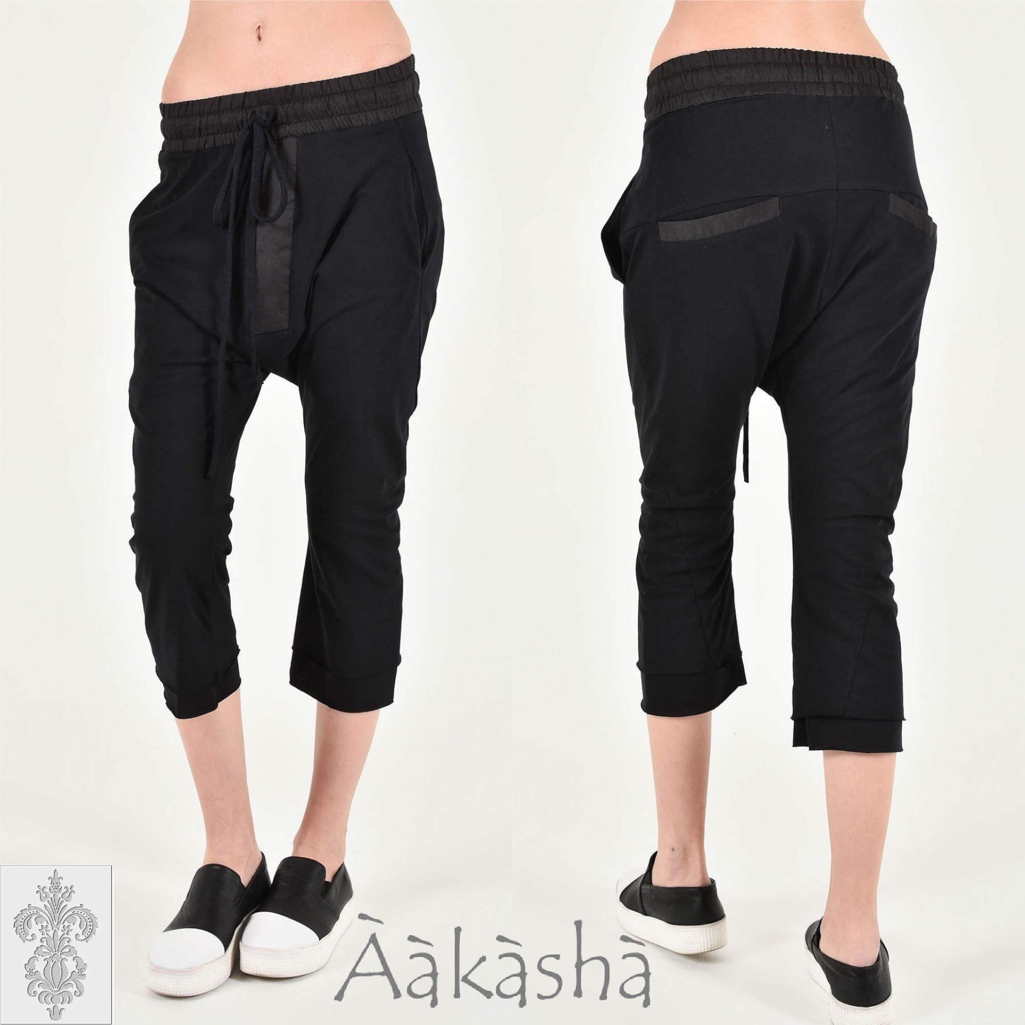 日本未入荷【Aakasha 7分丈 コットン＆リネン サルエルパンツ】
