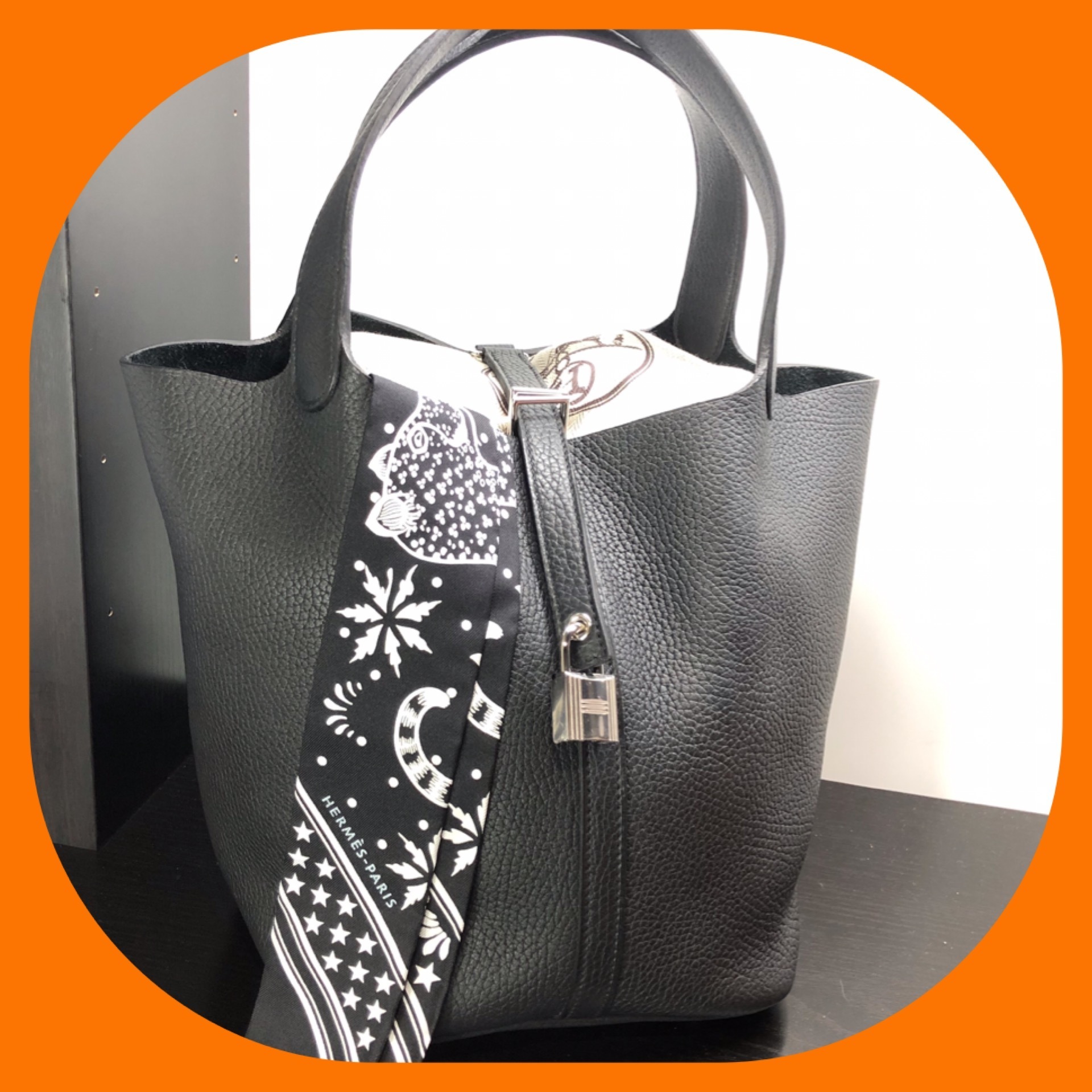 国内発送☆HERMES ピコタンロック MM ブラック シルバー金具