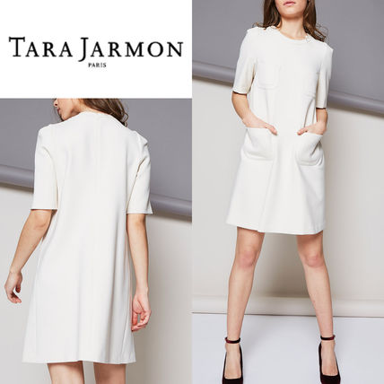 TARA JARMON ワンピース 半袖ワンピース クリーム色 ☆ TARA JARMON