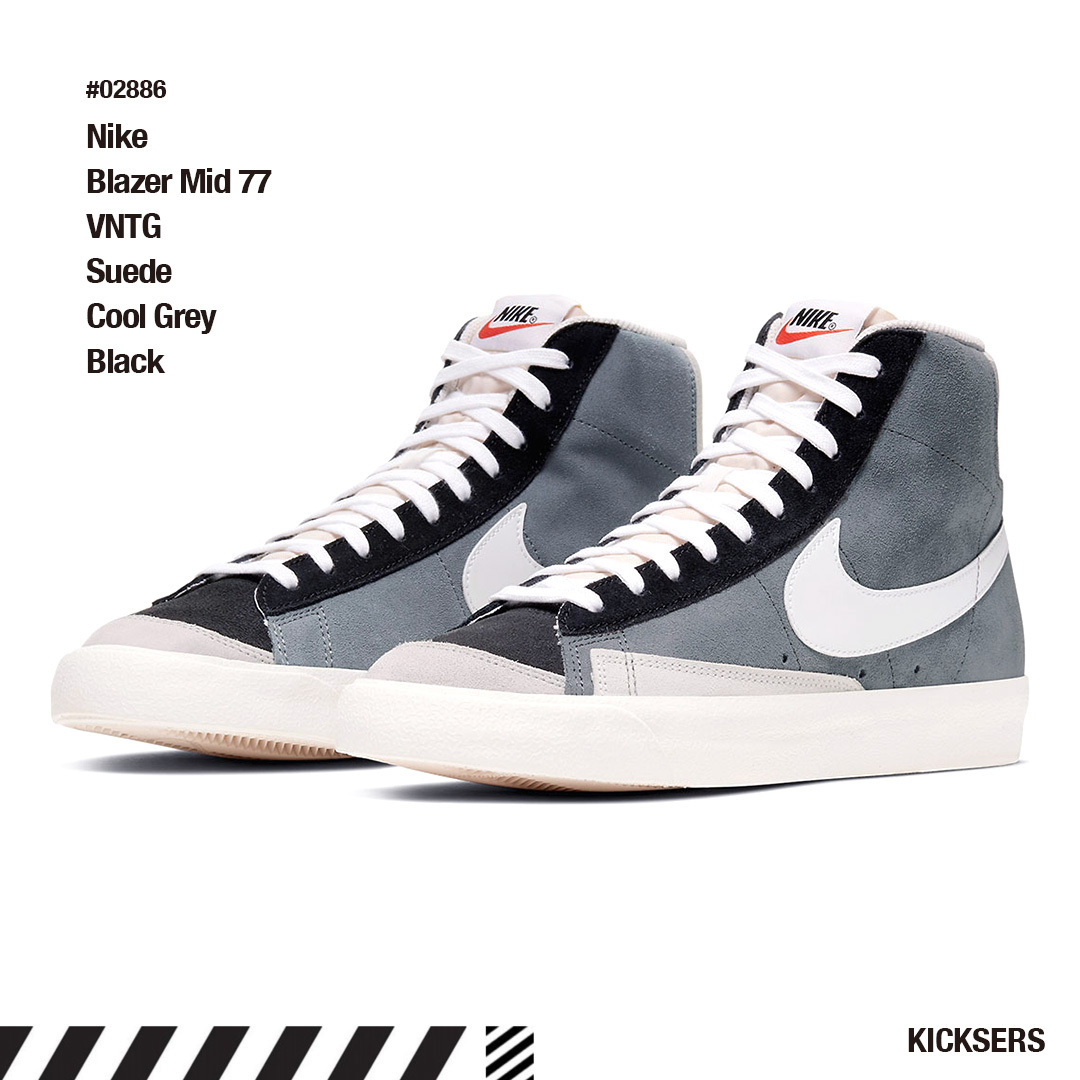 完売必至人気話題！Nike Blazer Mid 77 VNTG Suede Cool Grey Bk