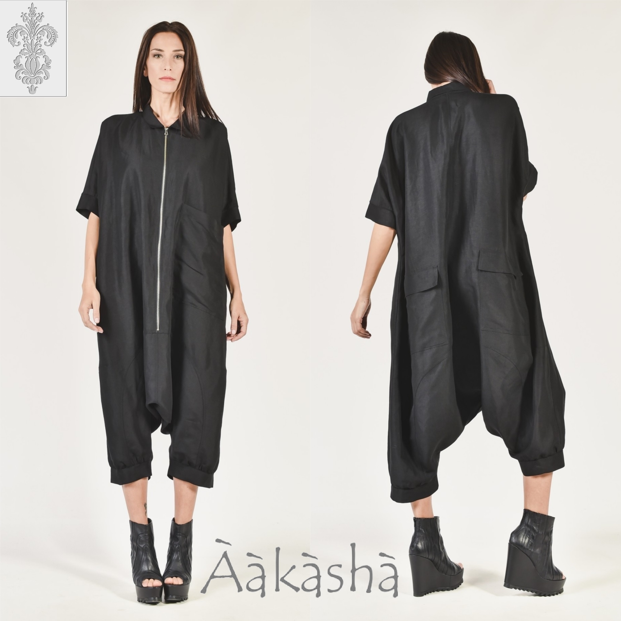 日本未入荷【Aakasha ルーズフィット リネンジャンプスーツ】