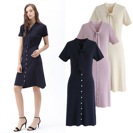 CHICWISH★パールボタンニットワンピース☆ 2wayパールボタンニットワンピース