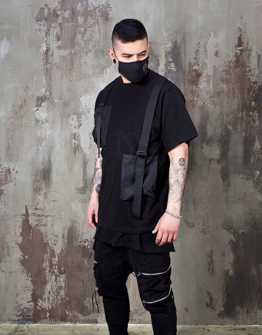 【関税・送料込】Unbalance double buckle strap t-shirts -1083