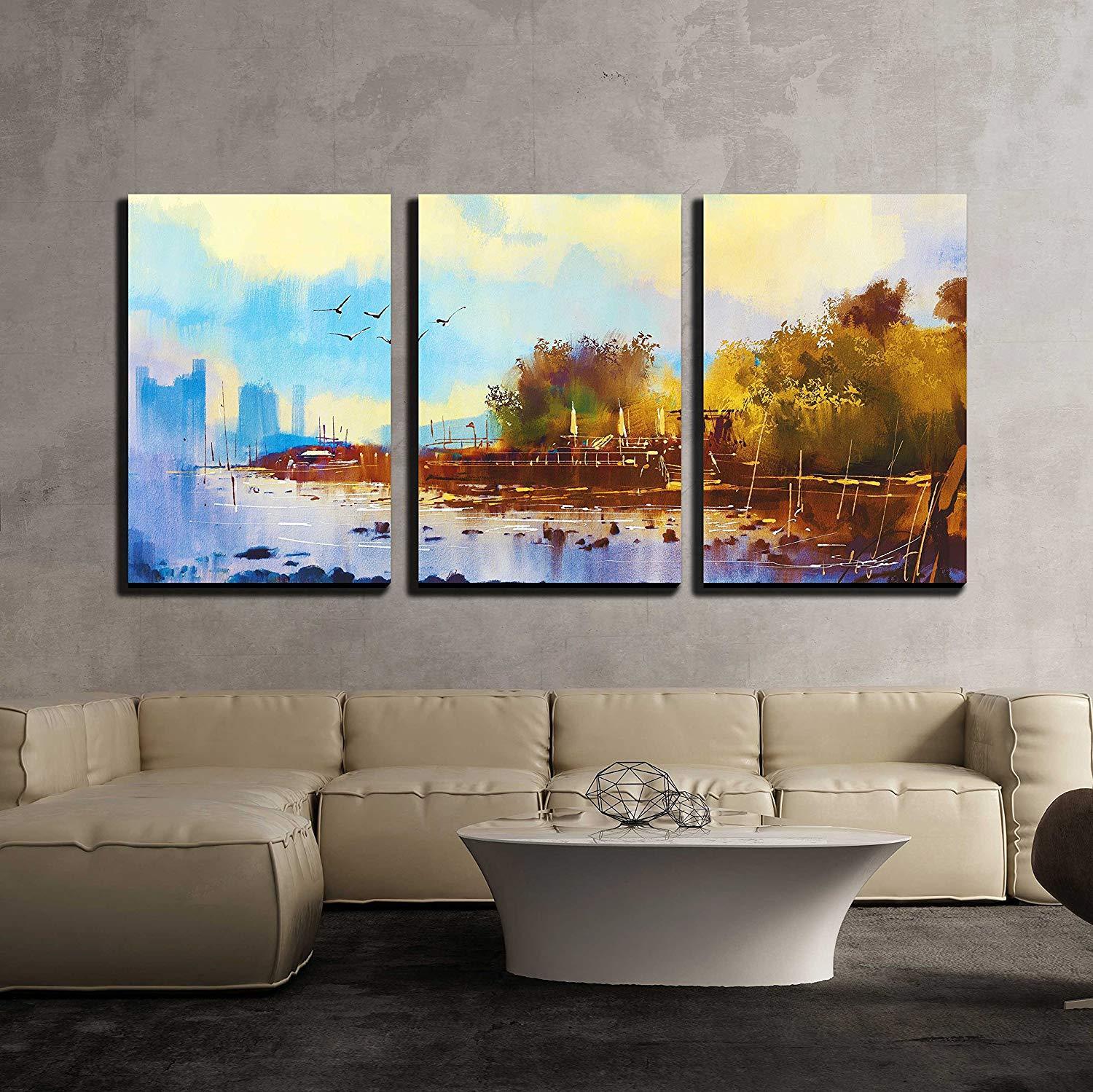 大きい61x91cm3枚組キャンバスパネル Beautiful Beach at Sunset 大きい61x91cm3枚組キャンバスパネル Beautiful Beach at Sunset
