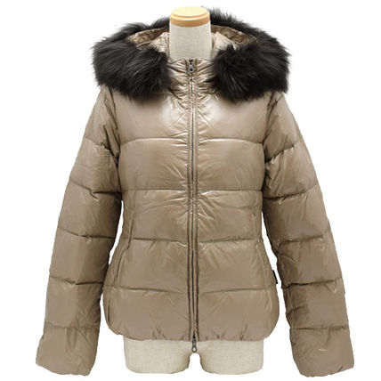 DUVETICA Down Jackets Short Nylon Fur Plain Medium Bridal Down Jackets