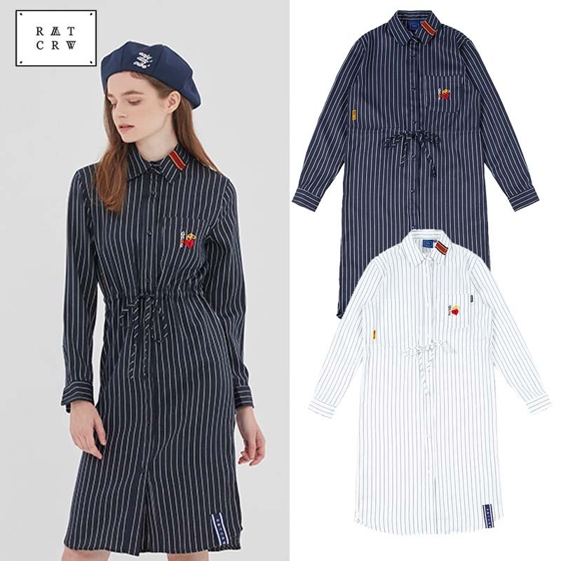 ROMANTIC CROWN★韓国大人気★GNAC STRIPE SHIRT DRESS 2色