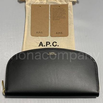 A.P.C. Long Wallets Unisex Street Style Leather Long Wallet  Logo Long Wallets