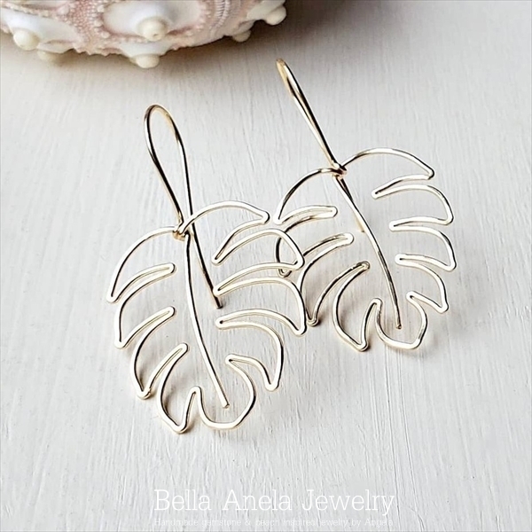 モンステラ リーフ オープン ピアス ハワイ BellaAnela #607