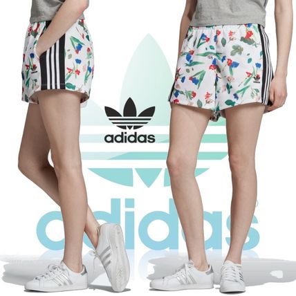 adidas More Shorts Short Stripes Flower Patterns Casual Style Logo Shorts