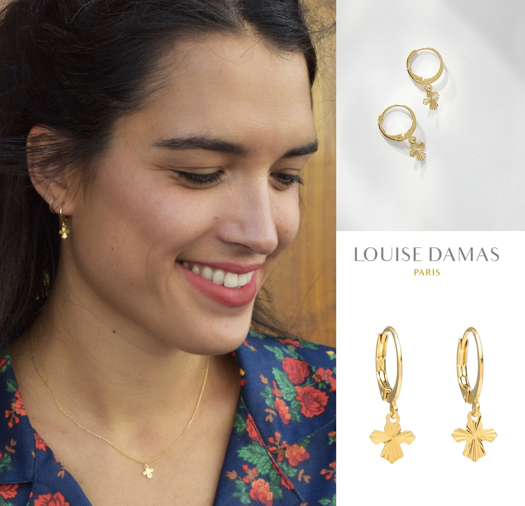 ★パリ発 Louise Damas★Claire クロス 十字架 ピアス GOLD