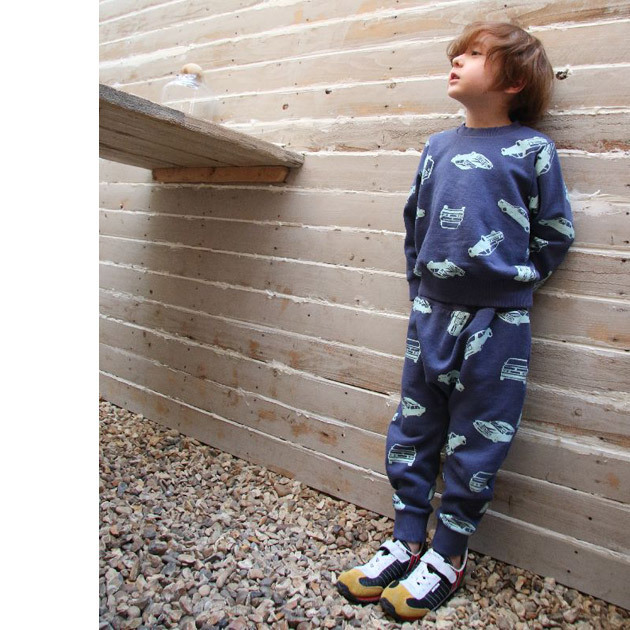 キッズ用ボトムス ≪Geewhiz≫ブルー 総柄 裏毛 スウェットパンツ(3)
