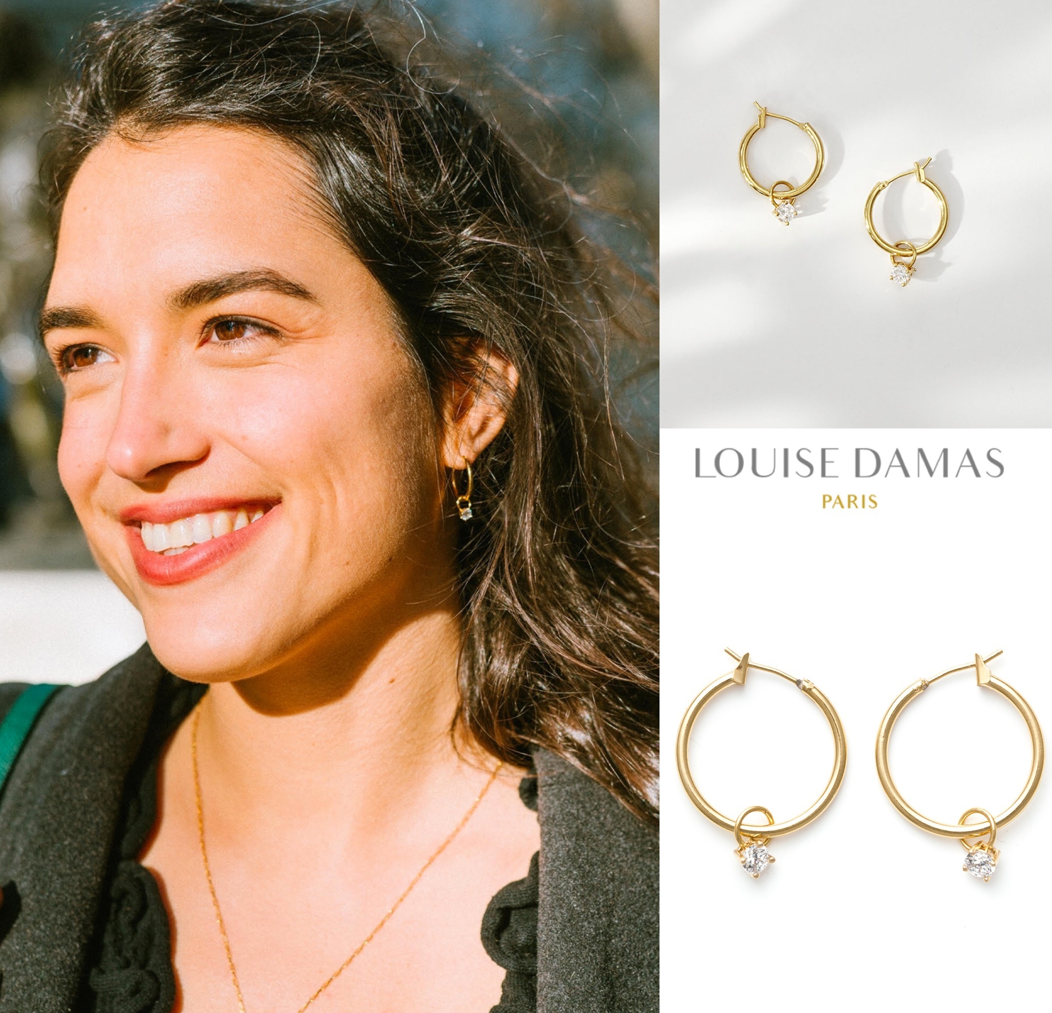 パリ発 Louise Damas Gloria 天然石 クレオール ピアス GOLD