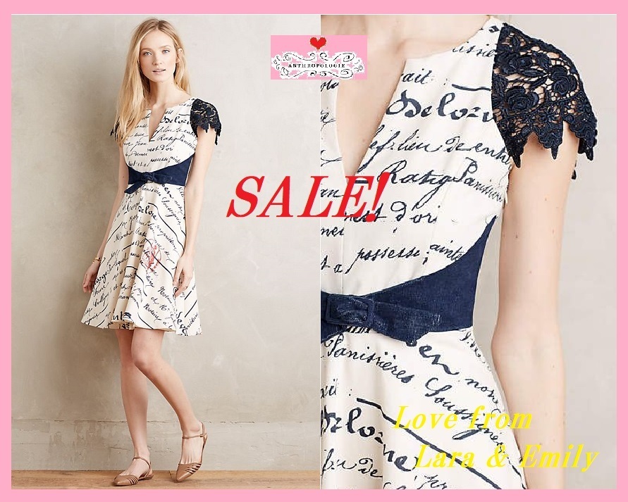 SALE☆ｱﾝｿﾛ完売*ラス1即納【Anthro】Chirography Dress Size:S
