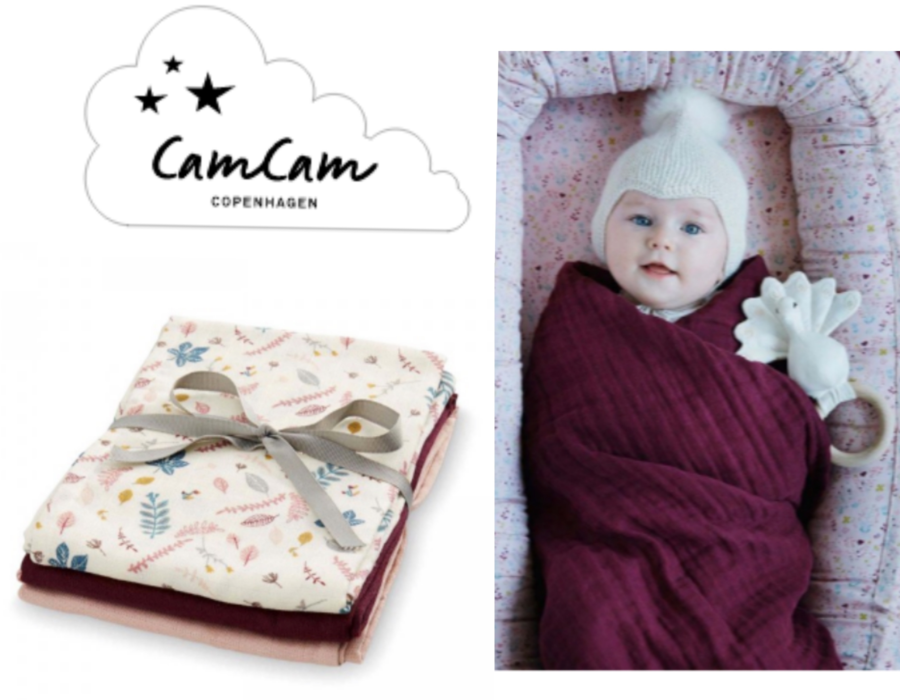 ☆CamCamCOPENHAGEN☆ とってもオシャレ おくるみ３枚セット♪