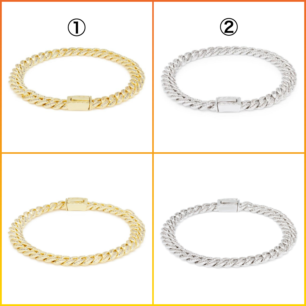 送料税込【King Ice】8mm Studded Miami Cubanブレスレット(2色)