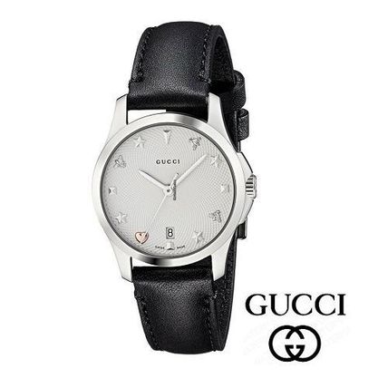 GUCCI Analog Leather Round Quartz Watches Analog Watches