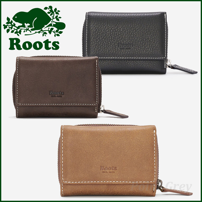 Roots☆ 上質イタリアンレザー・機能的 3つ折り畳み財布☆