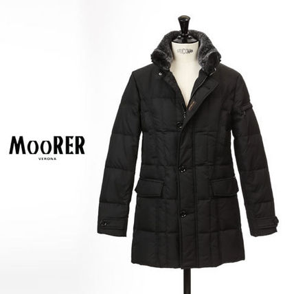 MOORER Down Jackets Fur Plain Long Down Jackets