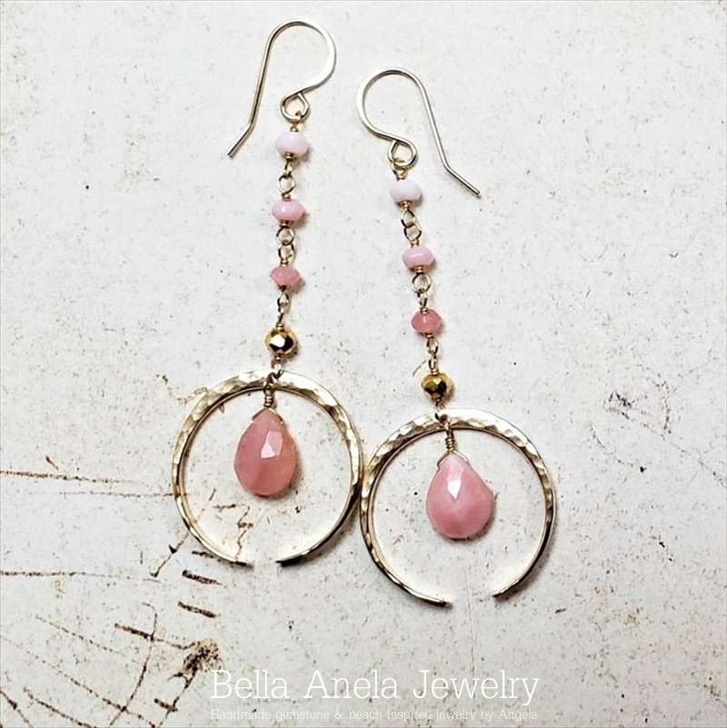 クレッセントムーン & オパール ピアス ハワイ BellaAnela #618