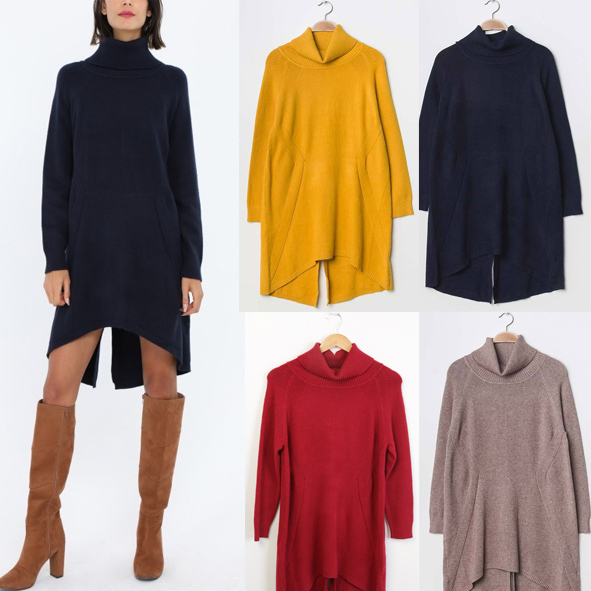 *paris*カシミア混 タートル バックスリット ニットワンピース