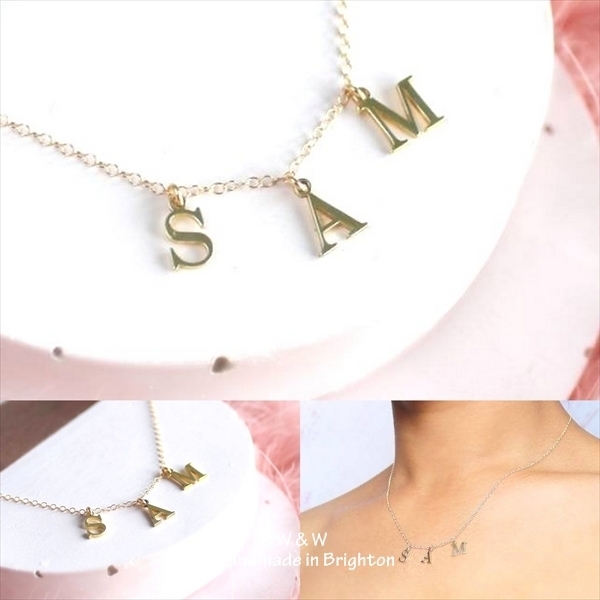 自由に作成(5文字まで) イニシャル ネーム ネックレス Gold-V