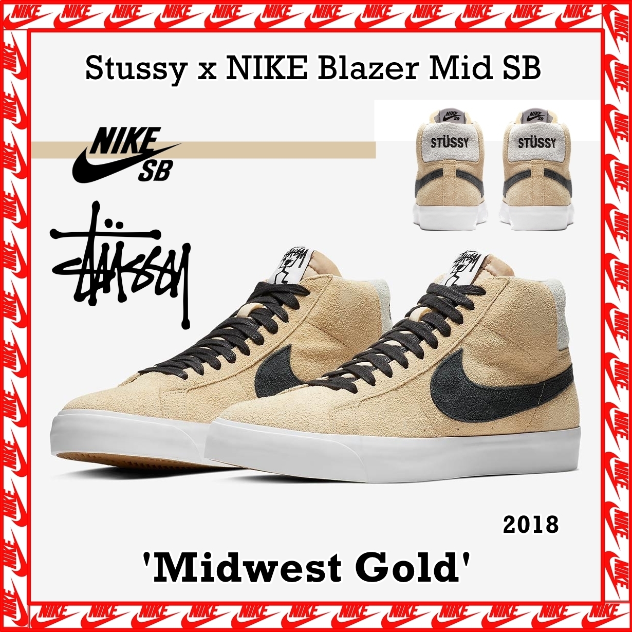 Paisaje Oscurecer explosión Stussy x NIKE SB Zoom Blazer Mid 'Midwest Gold' AW 18 2018 靴・ブーツ・サンダル スニーカー  wbbronnboring.no