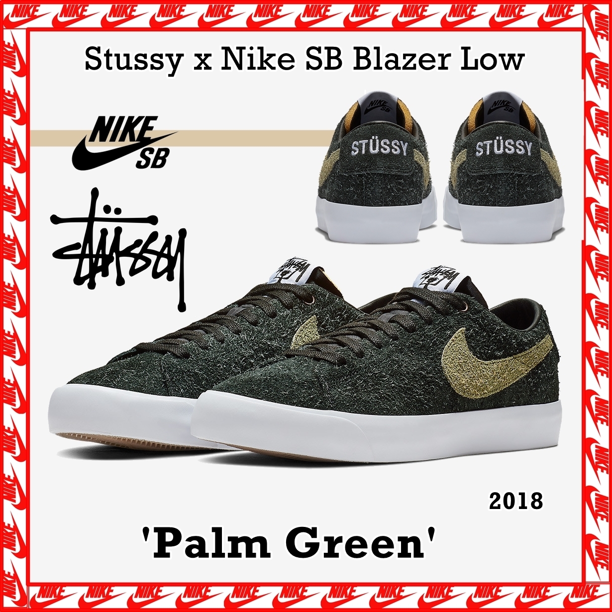 スニーカー Stussy x NIKE Blazer Low SB ZOOM 'Palm Green' AW 18 2018